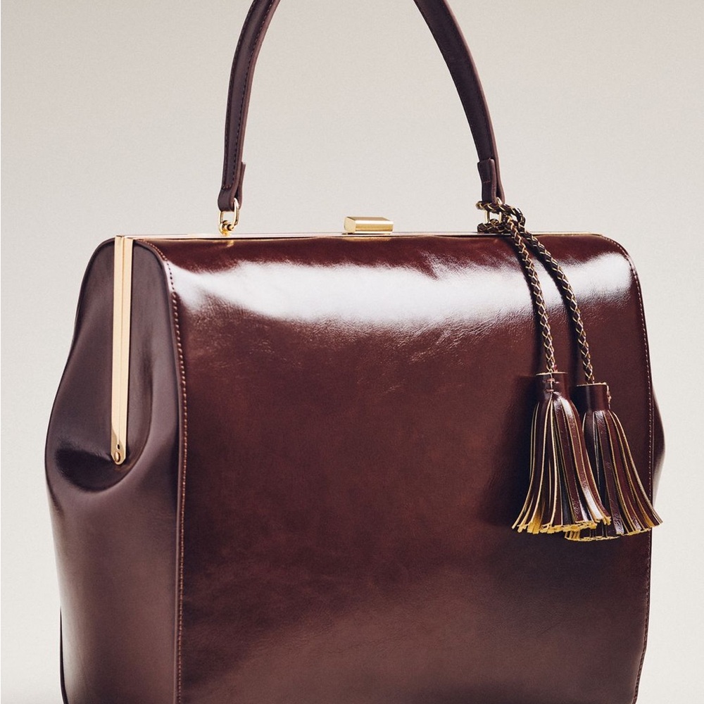 Anthropologie Chocolate Faux Leather Doctor-Style Bag